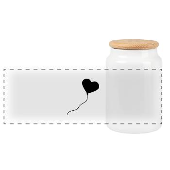 herzluftballon_1c - Panoramic Cookie Jar with Wooden Lid - white - Front