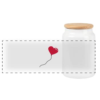 herzluftballon_3c - Panoramic Cookie Jar with Wooden Lid - white - Front