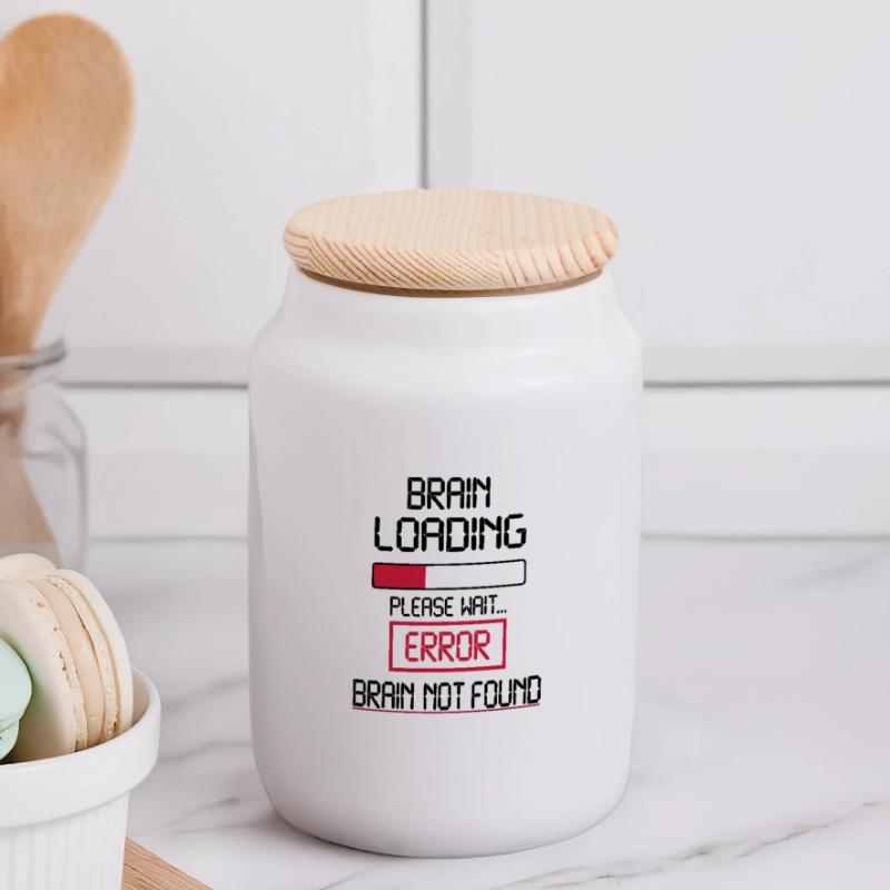 brain loading error Panoramic Cookie Jar with Wooden Lid