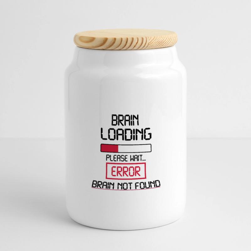 brain loading error Panoramic Cookie Jar with Wooden Lid