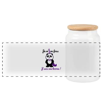 Je m'en fous j'suis une licorne - Panda citations - Boîte à biscuits avec couvercle en bois - blanc - Devant