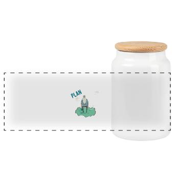 I have retirement plan I plan to fish - Panoramic Cookie Jar with Wooden Lid - white - Front