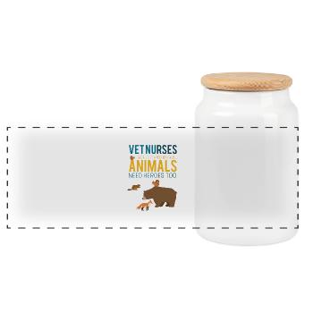 Vet nurses were created because animals need heroe - Panoramic Cookie Jar with Wooden Lid - white - Front