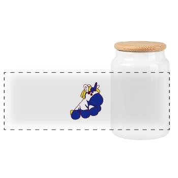 Einhorn2 - Panoramic Cookie Jar with Wooden Lid - white - Front