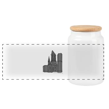 Gedächtniskirche Berlin 2 - Panorama Keksdose mit Holzdeckel - Weiß - Vorne