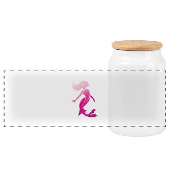 Mermaid - Panoramic Cookie Jar with Wooden Lid - white - Front