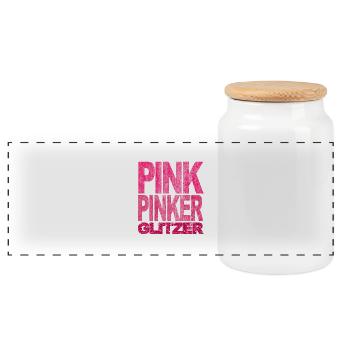 Pink Pinker Glitzer Bling Prinzessin Fashionista - Panorama Keksdose mit Holzdeckel - Weiß - Vorne