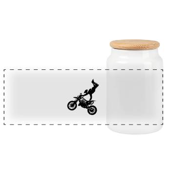 Motorcycle cross6 - Panoramic Cookie Jar with Wooden Lid - white - Front