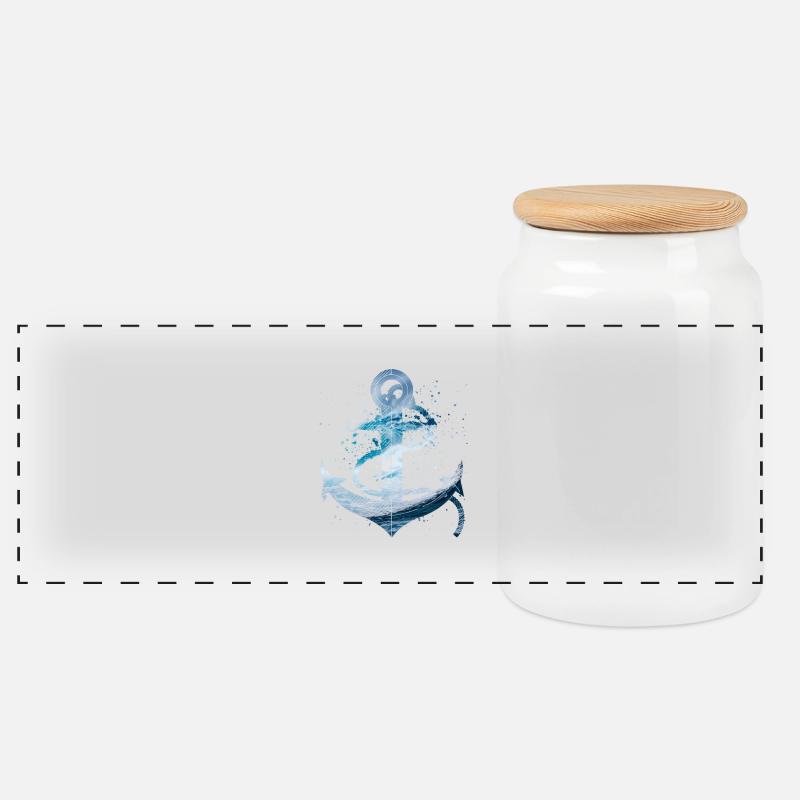 anchor - Panoramic Cookie Jar with Wooden Lid - white