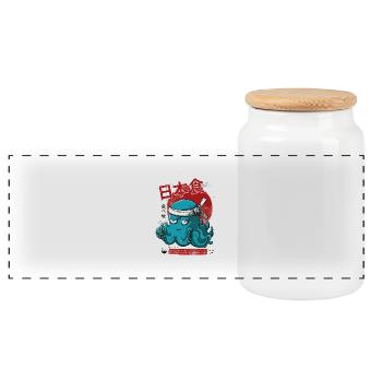 Japanese Octopus - Boîte à biscuits avec couvercle en bois - blanc - Devant