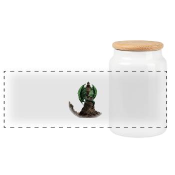 Drachen Leuchtturm von Custom - Panorama Keksdose mit Holzdeckel - Weiß - Vorne