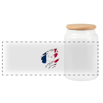 design flag france french - Panoramic Cookie Jar with Wooden Lid - white - Front