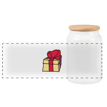 gift - Panoramic Cookie Jar with Wooden Lid - white - Front