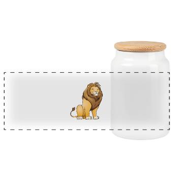 Löwe - Boîte à biscuits avec couvercle en bois - blanc - Devant