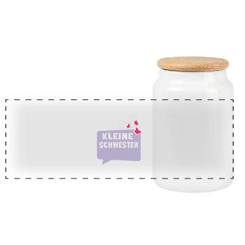 Kleine Schwester - Sprechblase - Panorama Keksdose mit Holzdeckel - Weiß - Vorne