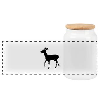 Doe - Panoramic Cookie Jar with Wooden Lid - white - Front