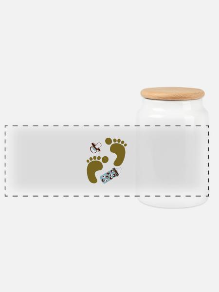 baby shower - Panorama Keksdose mit Holzdeckel - Weiß