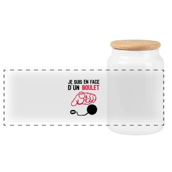 I'm facing ball insulte2 finger points - Panoramic Cookie Jar with Wooden Lid - white - Front