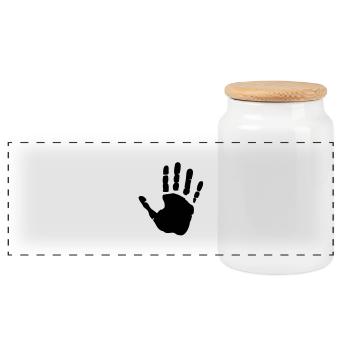 hand_print___f1 - Panorama Keksdose mit Holzdeckel - Weiß - Vorne