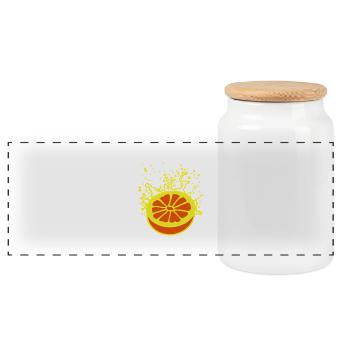Saftig-spritzige Orange / juicy orange (3c) - Panorama Keksdose mit Holzdeckel - Weiß - Vorne