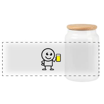 drink - Panoramic Cookie Jar with Wooden Lid - white - Front