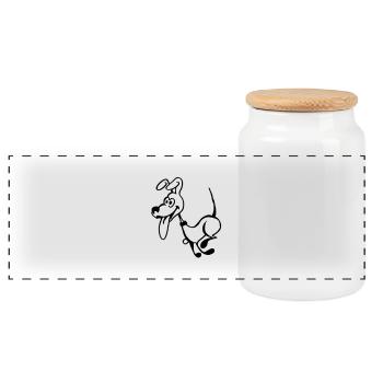 Chien loufoque - Boîte à biscuits avec couvercle en bois - blanc - Devant