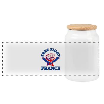 Free Fight France. MMA - Boîte à biscuits avec couvercle en bois - blanc - Devant