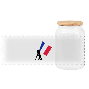 porte drapeau francais - Boîte à biscuits avec couvercle en bois - blanc - Devant
