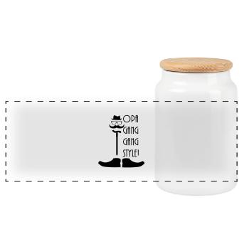 opa transition nam - Panoramic Cookie Jar with Wooden Lid - white - Front