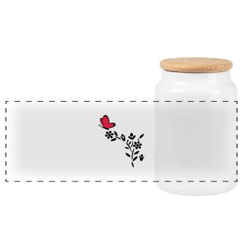 Usine de coeur de papillon - Boîte à biscuits avec couvercle en bois - blanc - Devant