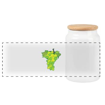 White grape - Panoramic Cookie Jar with Wooden Lid - white - Front