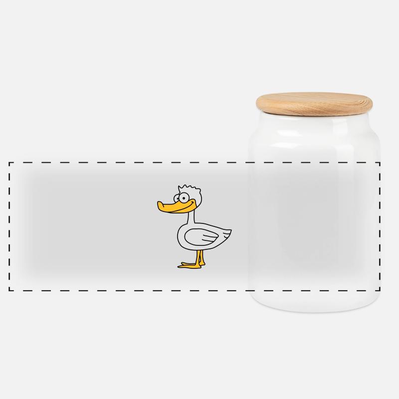 Duck - Panoramic Cookie Jar with Wooden Lid - white