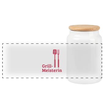 Grill Master (1C) - Panoramic Cookie Jar with Wooden Lid - white - Front