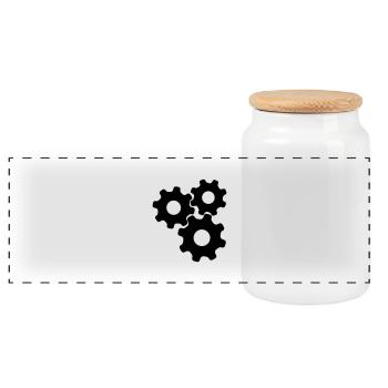 Gears - Panoramic Cookie Jar with Wooden Lid - white - Front