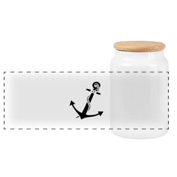 anchor - Panoramic Cookie Jar with Wooden Lid - white - Front