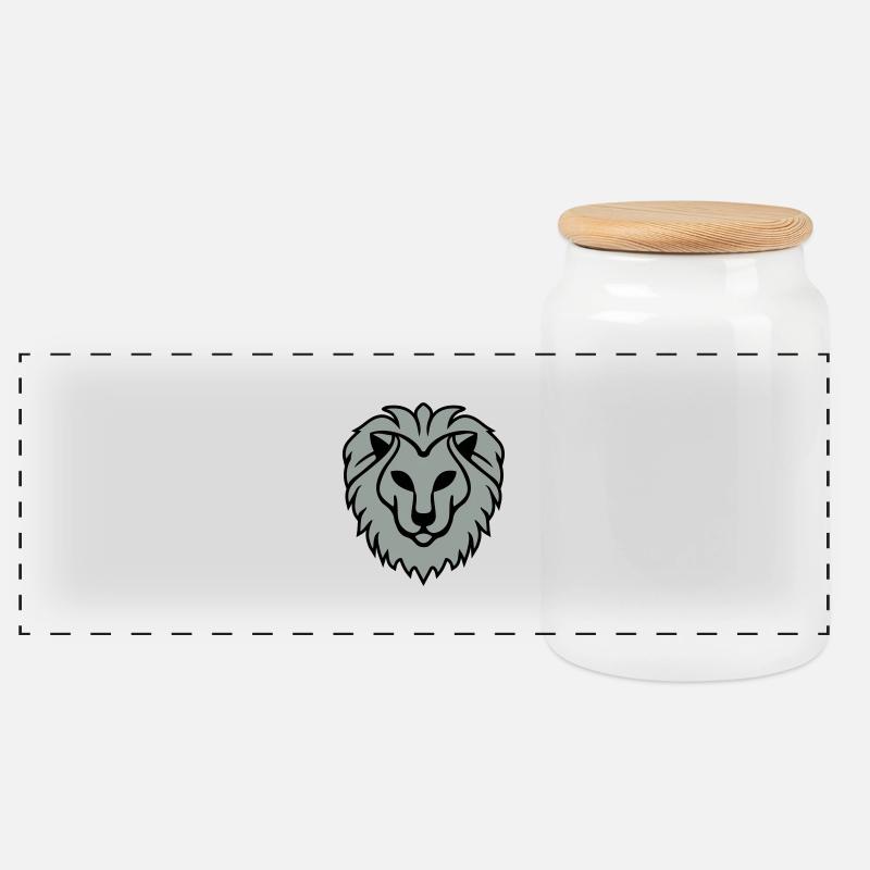 Lion - Panorama Keksdose mit Holzdeckel - Weiß