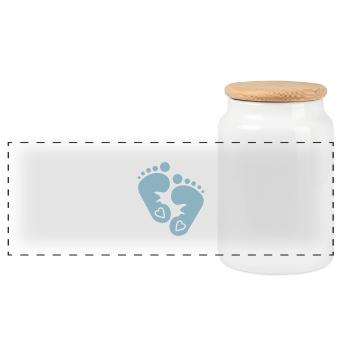 Baby - Panorama Keksdose mit Holzdeckel - Weiß - Vorne