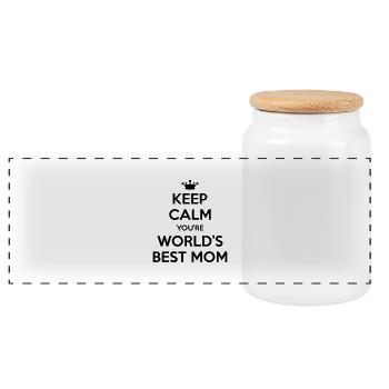 Keep calm you're world's best mom - Panorama Keksdose mit Holzdeckel - Weiß - Vorne