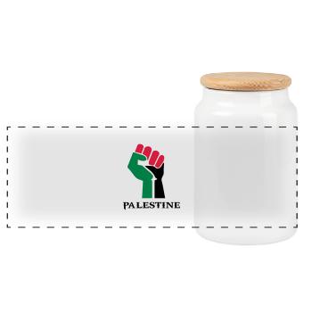 drawing palestinian symbol flag palestine - Panoramic Cookie Jar with Wooden Lid - white - Front