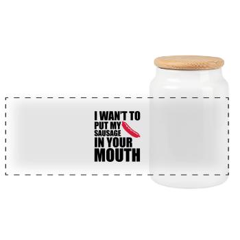 Sausage - Panoramic Cookie Jar with Wooden Lid - white - Front