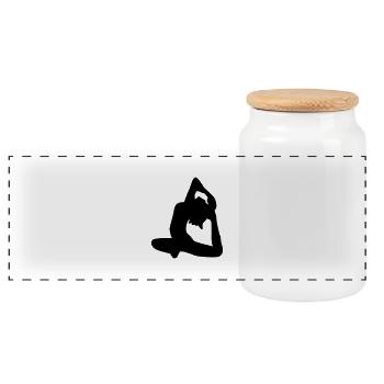 Woman Yoga exercise design - Panoramic Cookie Jar with Wooden Lid - white - Front