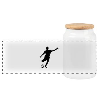 joueur foot tire ballon 26 - Boîte à biscuits avec couvercle en bois - blanc - Devant