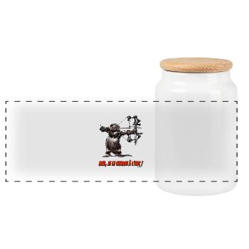 Le Ragondin, Moi Je Le Chasse A L'arc ! - Boîte à biscuits avec couvercle en bois - blanc - Devant