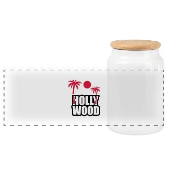 hollywood01 - Boîte à biscuits avec couvercle en bois - blanc - Devant