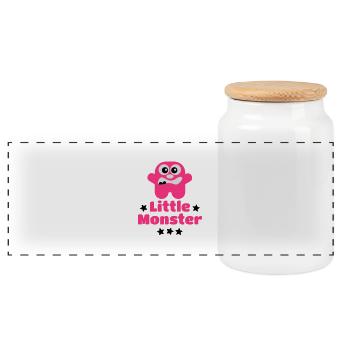 Little Monster petit monstre - Boîte à biscuits avec couvercle en bois - blanc - Devant