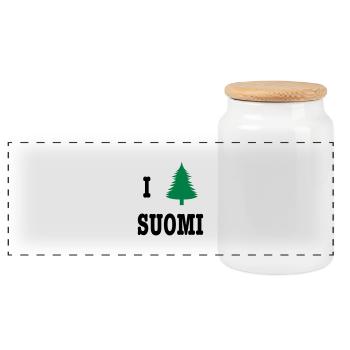 I heart Soumi - Panoramic Cookie Jar with Wooden Lid - white - Front