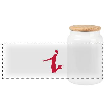 basketball player dunk - Panoramic Cookie Jar with Wooden Lid - white - Front