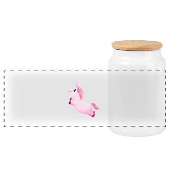 Smiley Unicorn - Boîte à biscuits avec couvercle en bois - blanc - Devant