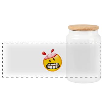 Smiley Brain - Panorama Keksdose mit Holzdeckel - Weiß - Vorne