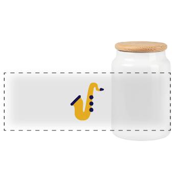 Saxophone - Panoramic Cookie Jar with Wooden Lid - white - Front
